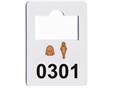 9417864  LMS213 Garderobemerker plast nummerert 301-400 plastmerker med hull til garderobe